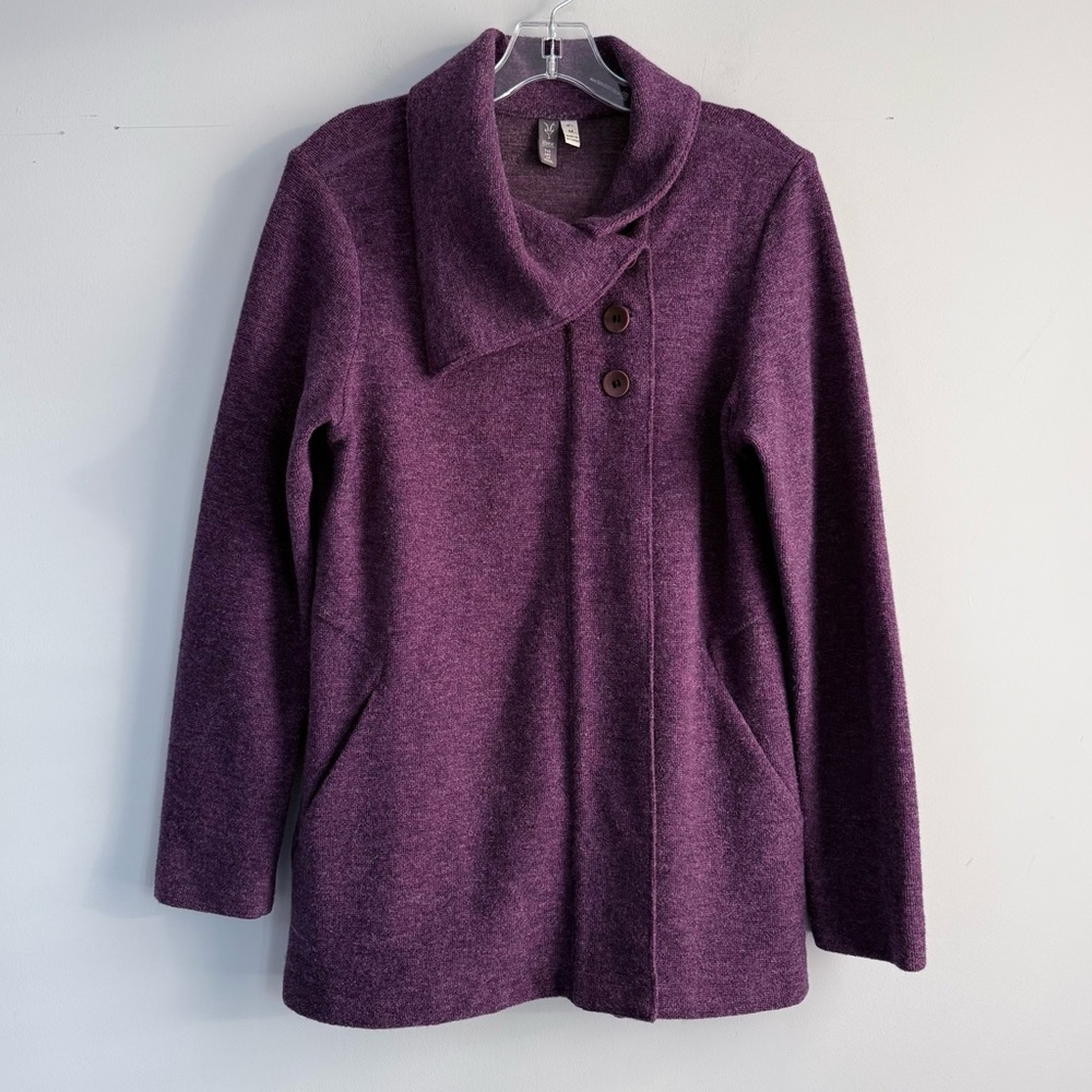 Ibex Pez Coatigan Merino Wool Reese Cardigan Button Up Sweater Jacket M Cabernet - Picture 5 of 16
